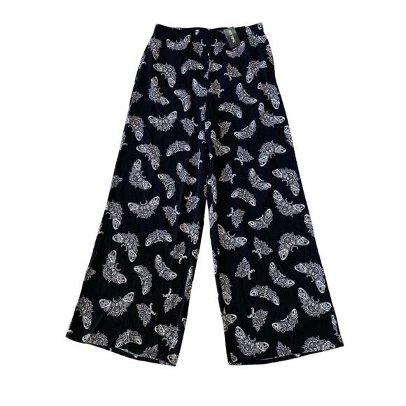 HOT TOPIC Social Collision XL Death's-Head Moth Wide Leg Gothic Lounge Pants - Picture 1 of 8